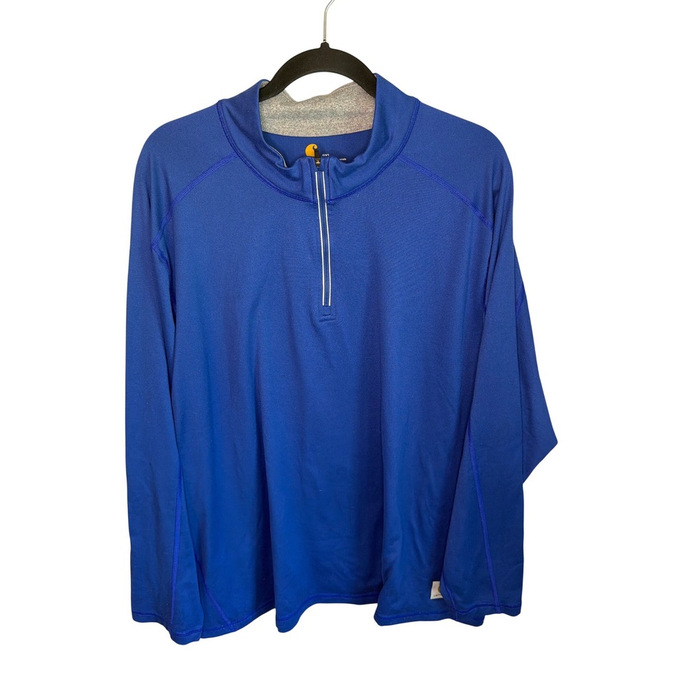 Carhartt Force Relaxed Fit Mens 2XL Royal Blue Quarter Zip Pullover Long Sleeve